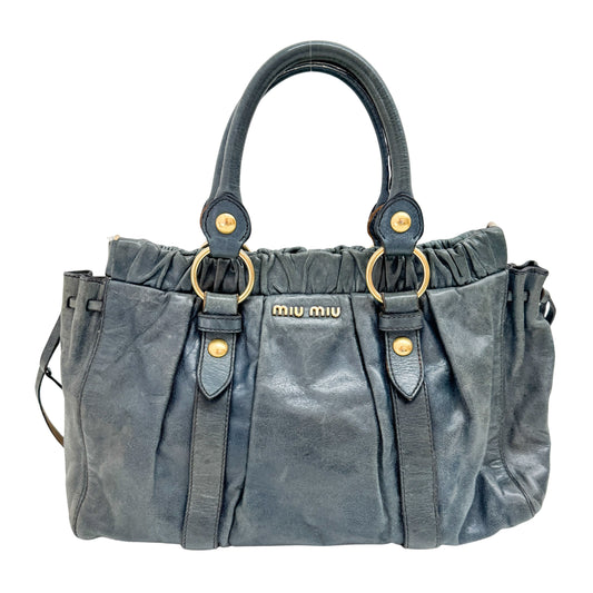Vitello Blue Calfskin Leather Two Way Bag