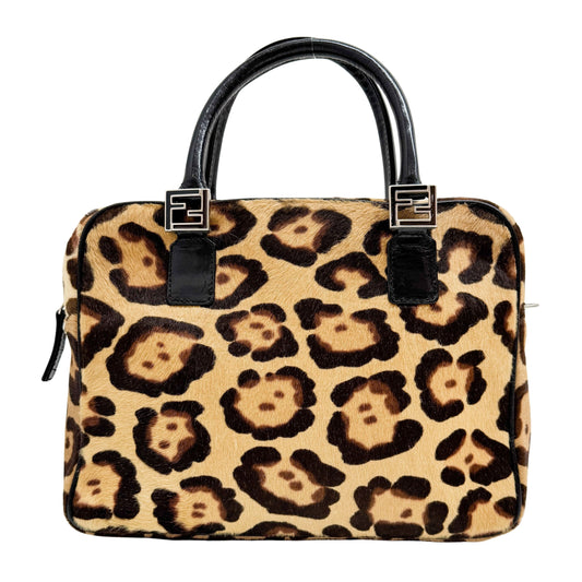 Brown Leaopard Print Pony Hair Hand Bag