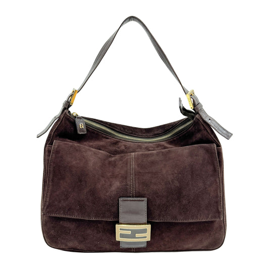 Mamma Baguette Brown Suede Shoulder Bag