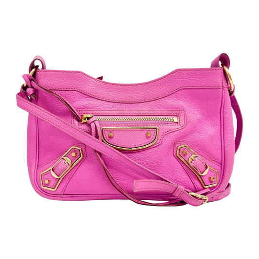 Giant Hip Pink Calfskin Leather Shoulder Bag