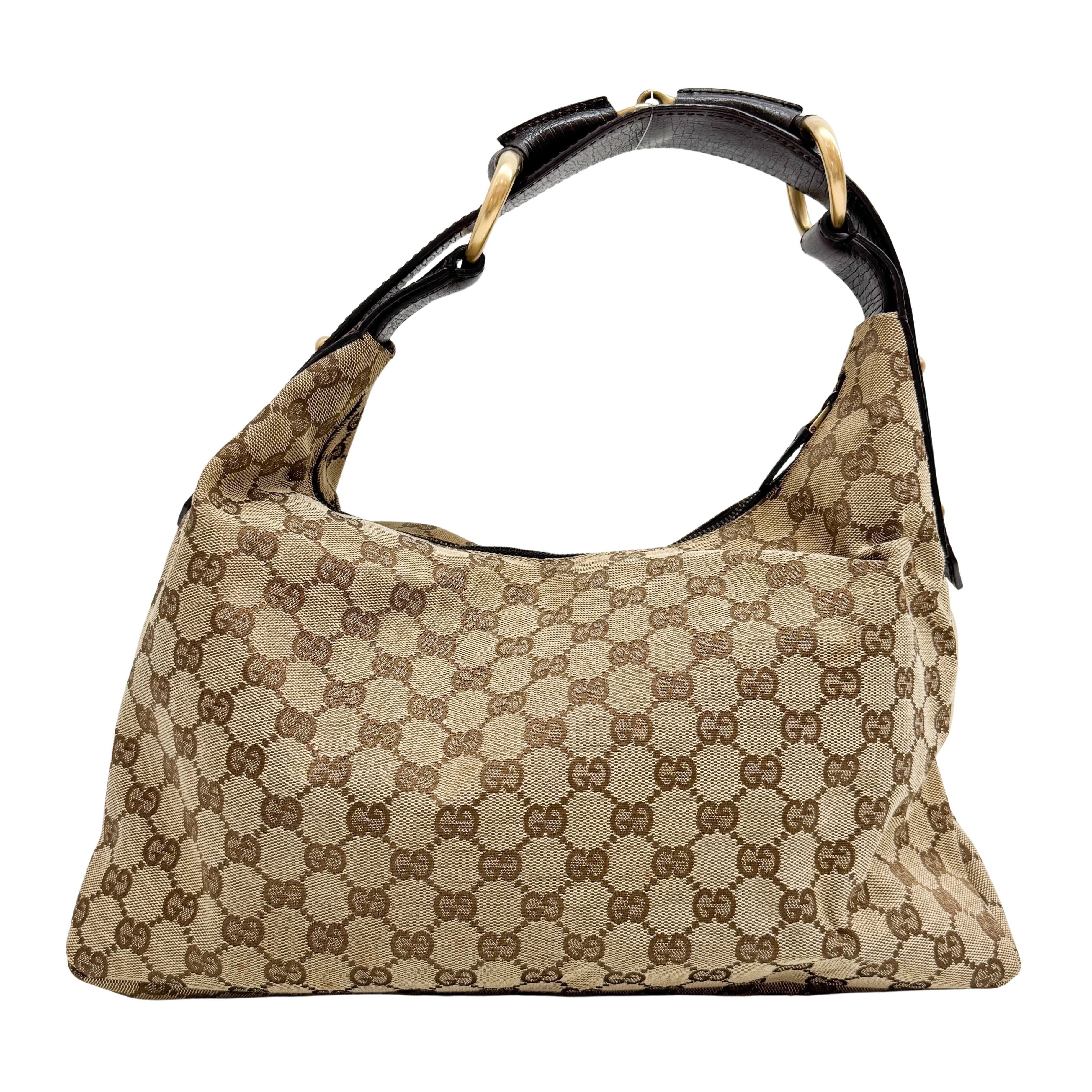 Horsebit Brown GG Canvas Hobo Bag