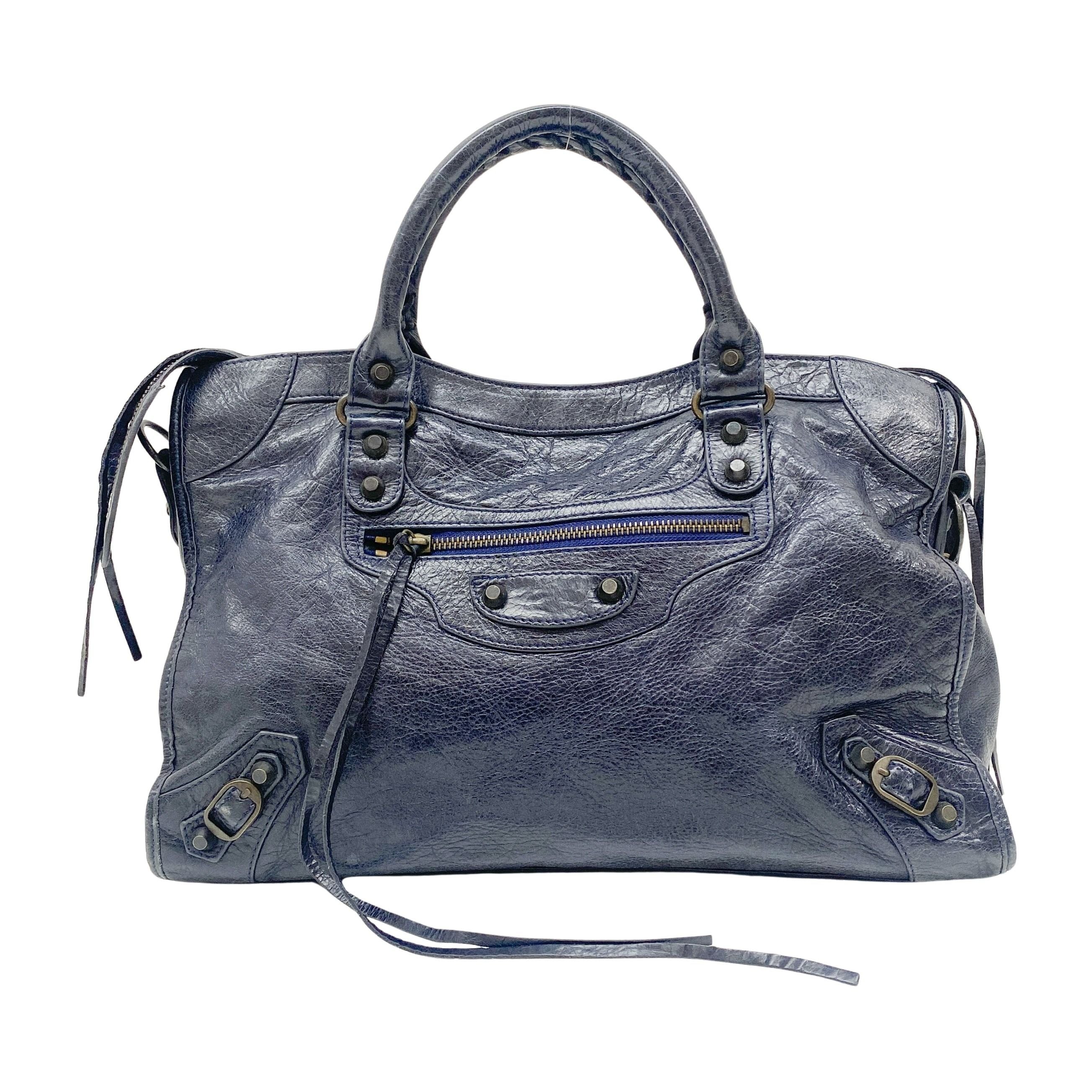 The City Navy Leather Bag