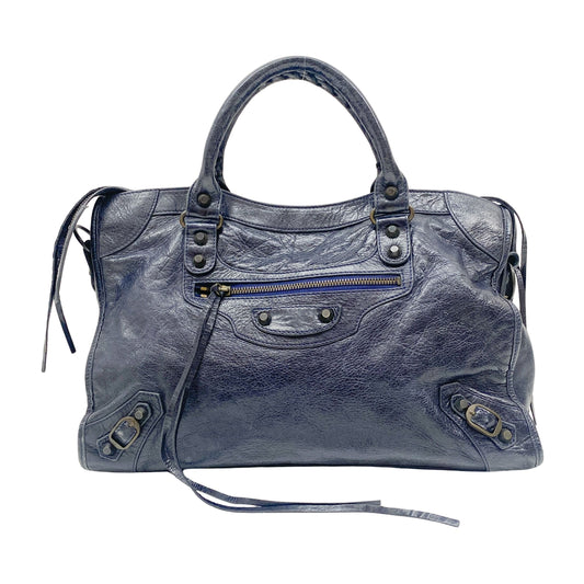 The City Navy Leather Bag