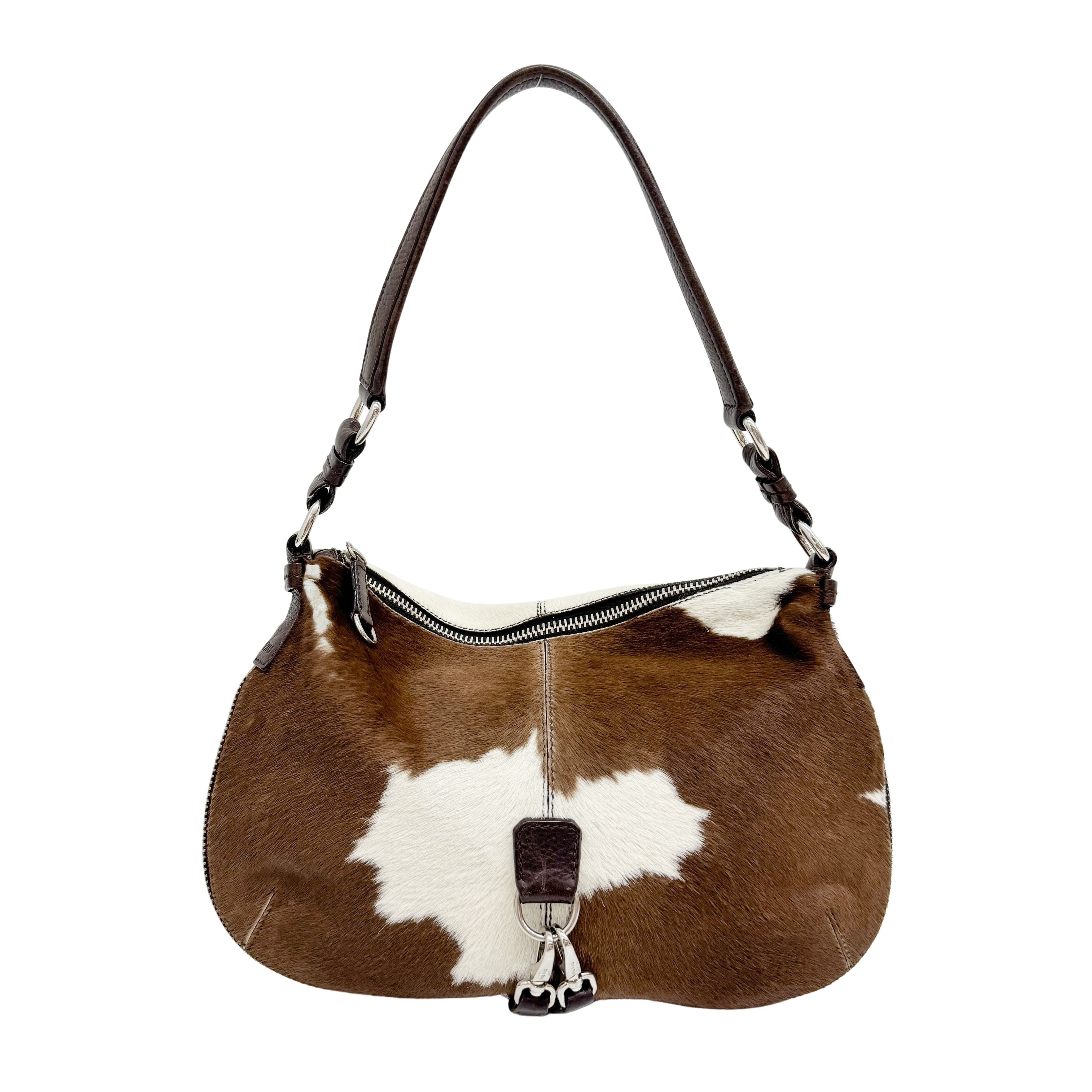 Beau Brown Cow Print Pony Hair Shoulder Bag