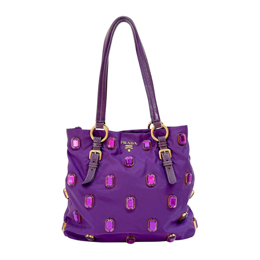 Vintage Purple Rhinenstone Satin Shoulder Bag