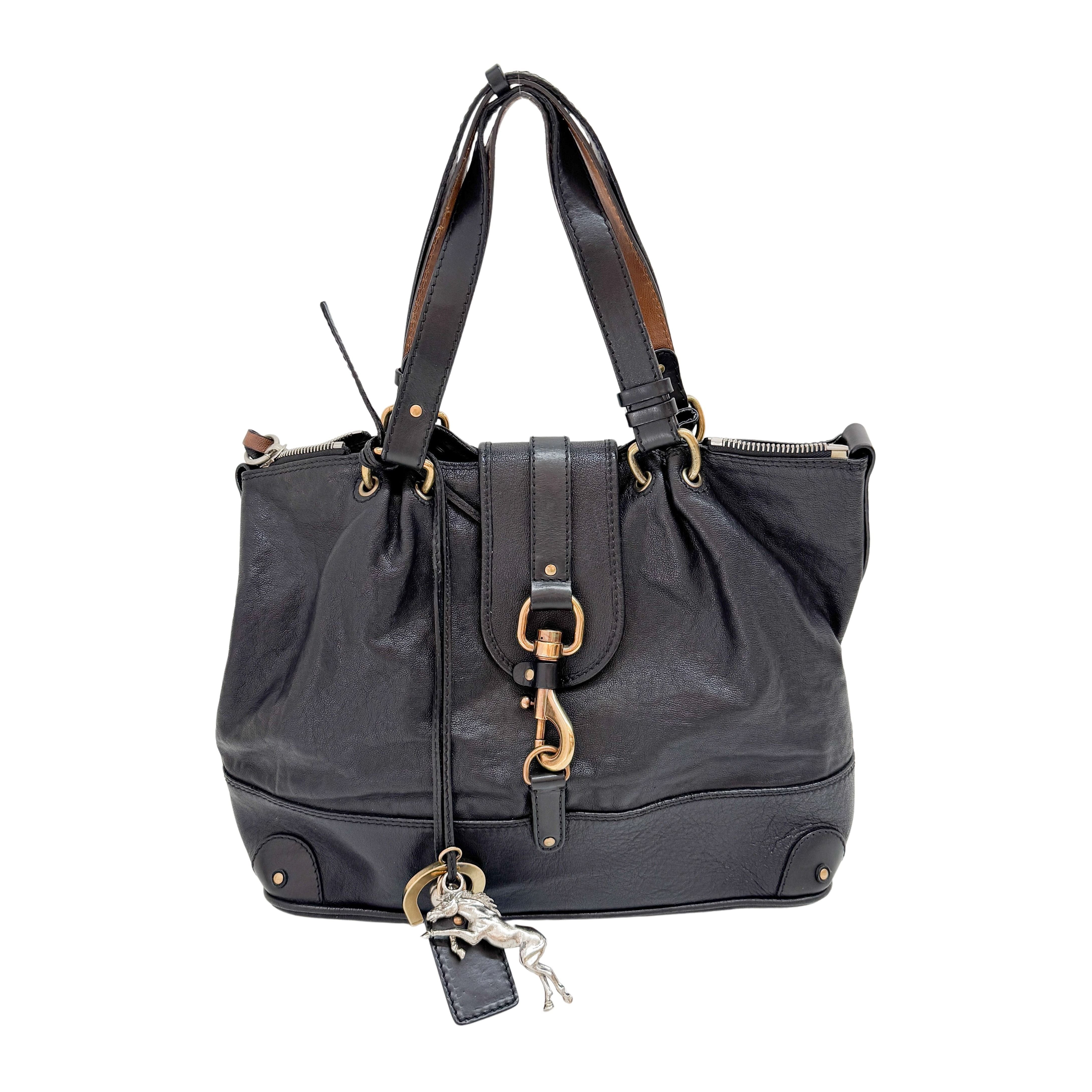 Kerala Black Leather Two Way Bag