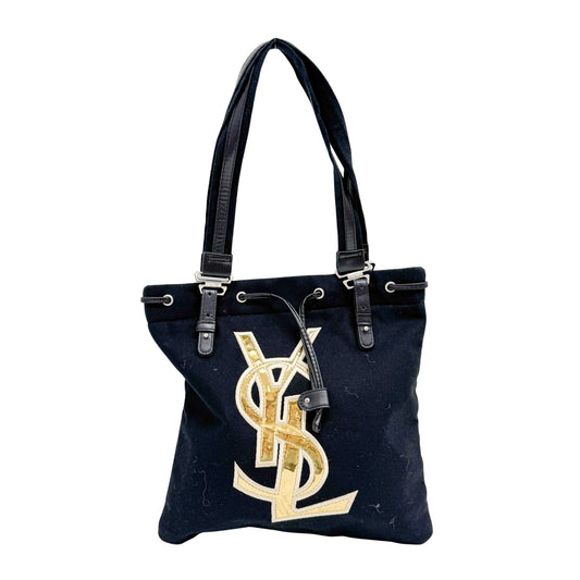 Vintage Black Canvas Shoulder Bag