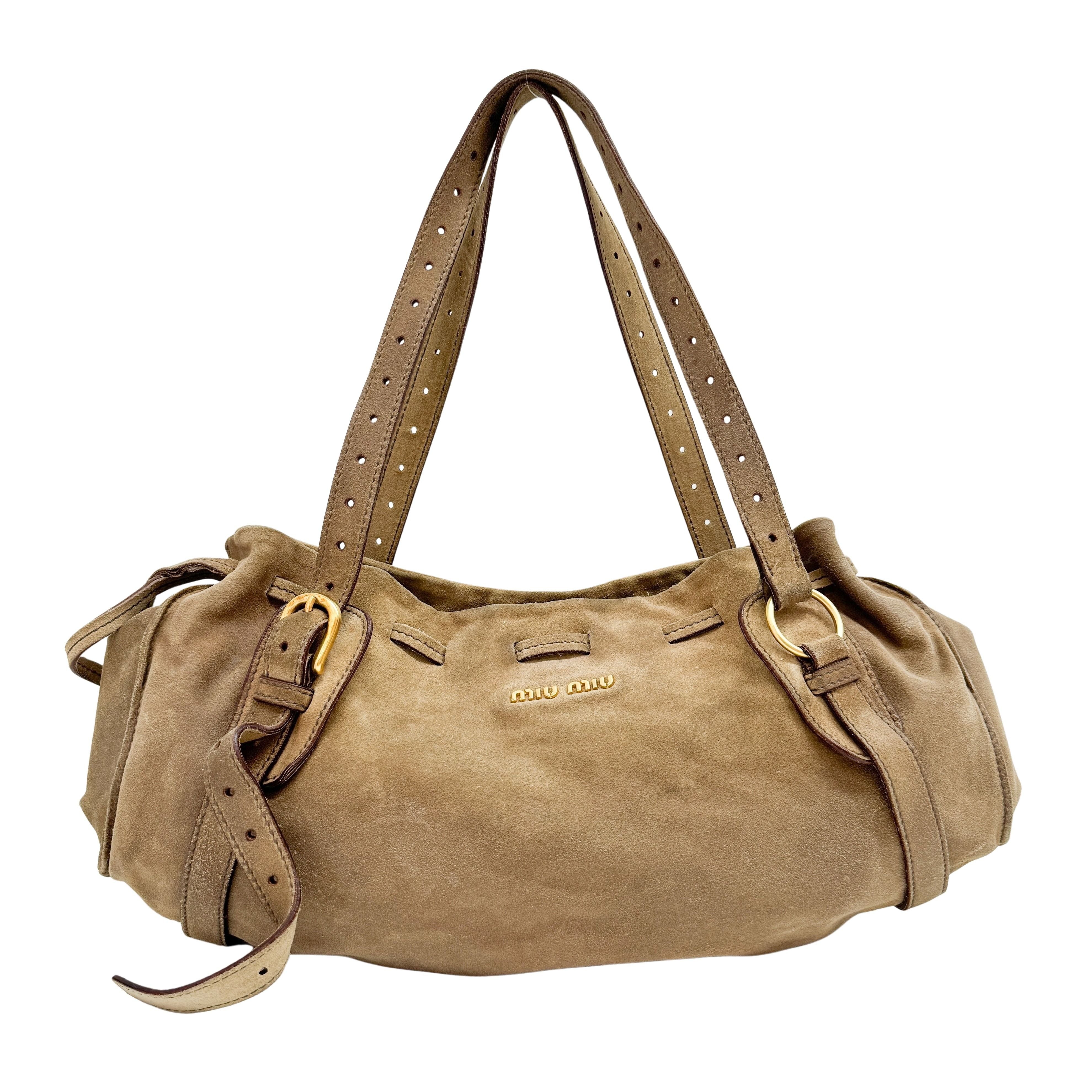Archive Beige Suede Shoulder Bag