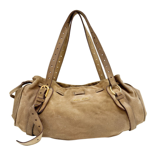 Archive Beige Suede Shoulder Bag