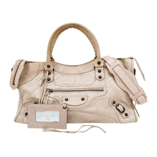 The City Beige Leather Two Way Bag