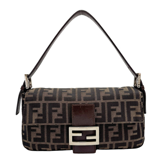 Zucca Baguette Brown Canvas Shoulder Bag