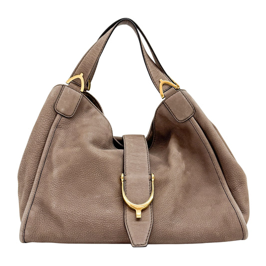 Stirrup Brown Nubuck Leather Shoulder Bag