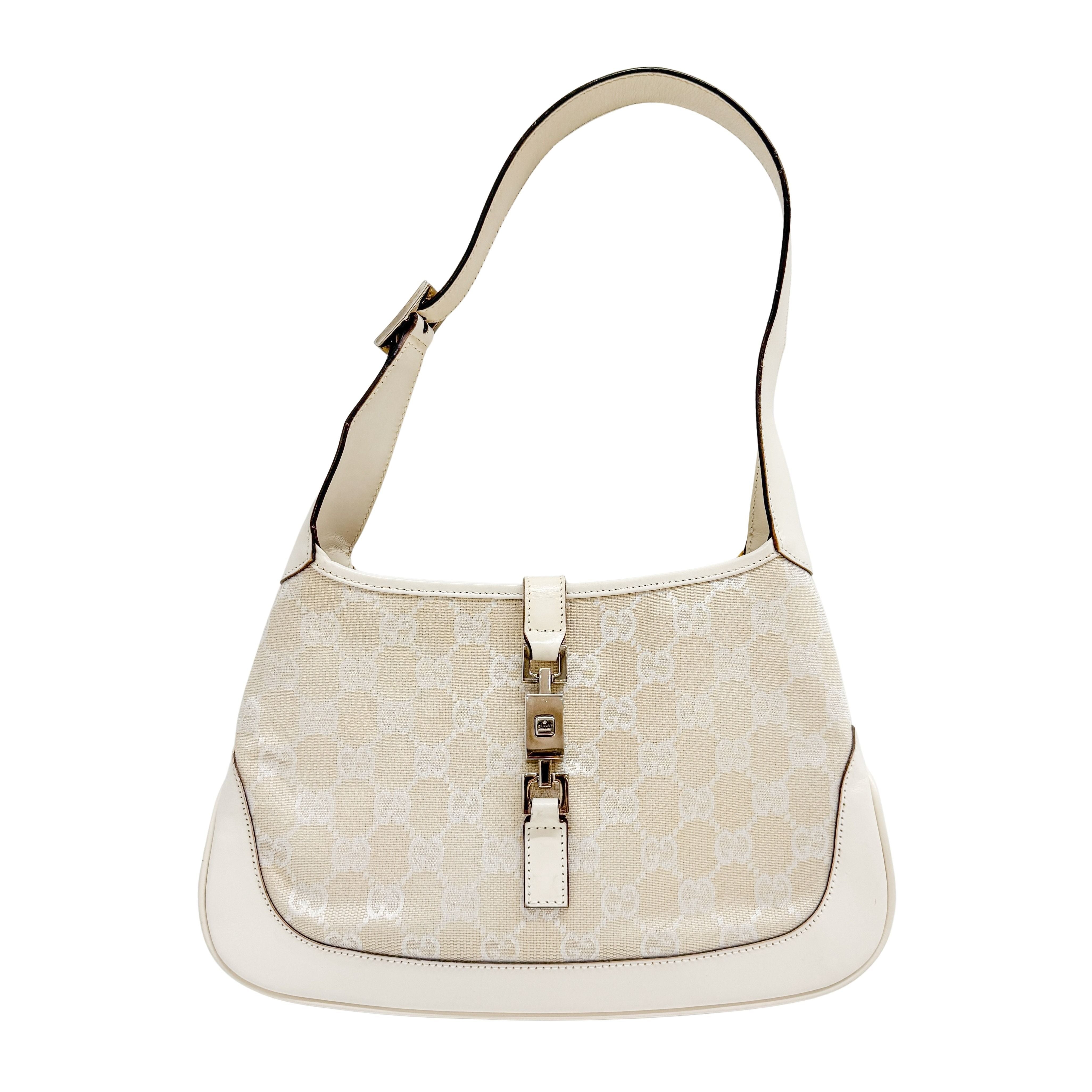Jackie White GG Canvas Shoulder Bag