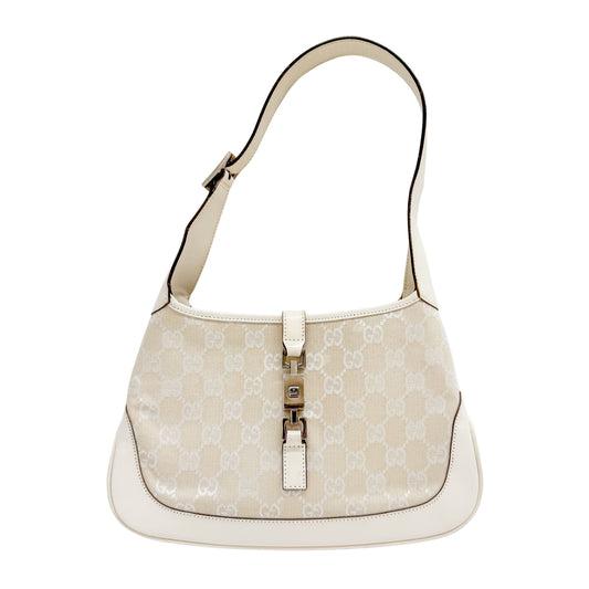 Jackie White GG Canvas Shoulder Bag