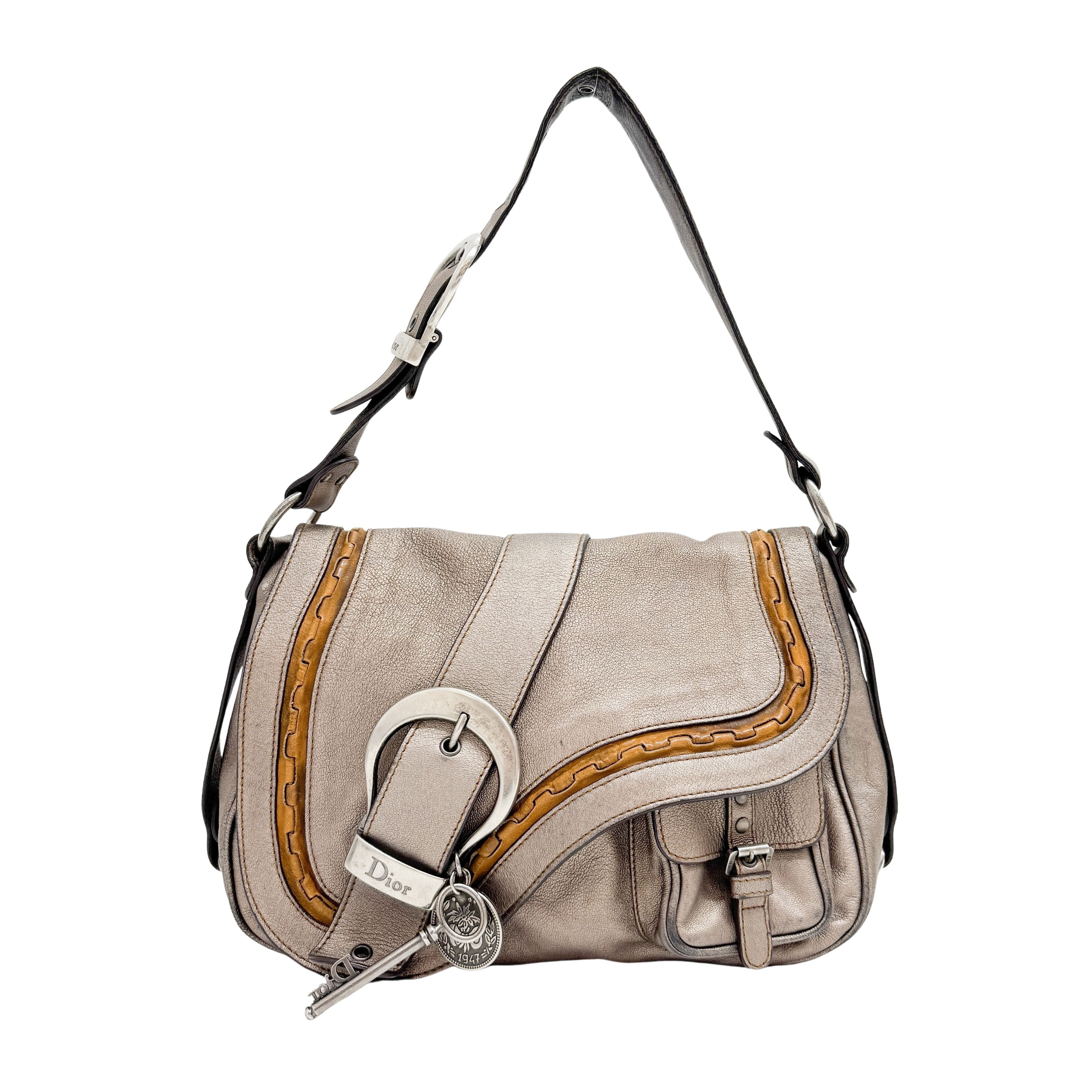 Gaucho Bronz Metallic Calfskin Leather Shoulder Bag