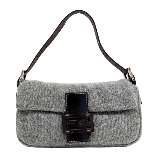Baguette Grey Wool Shoulder Bag
