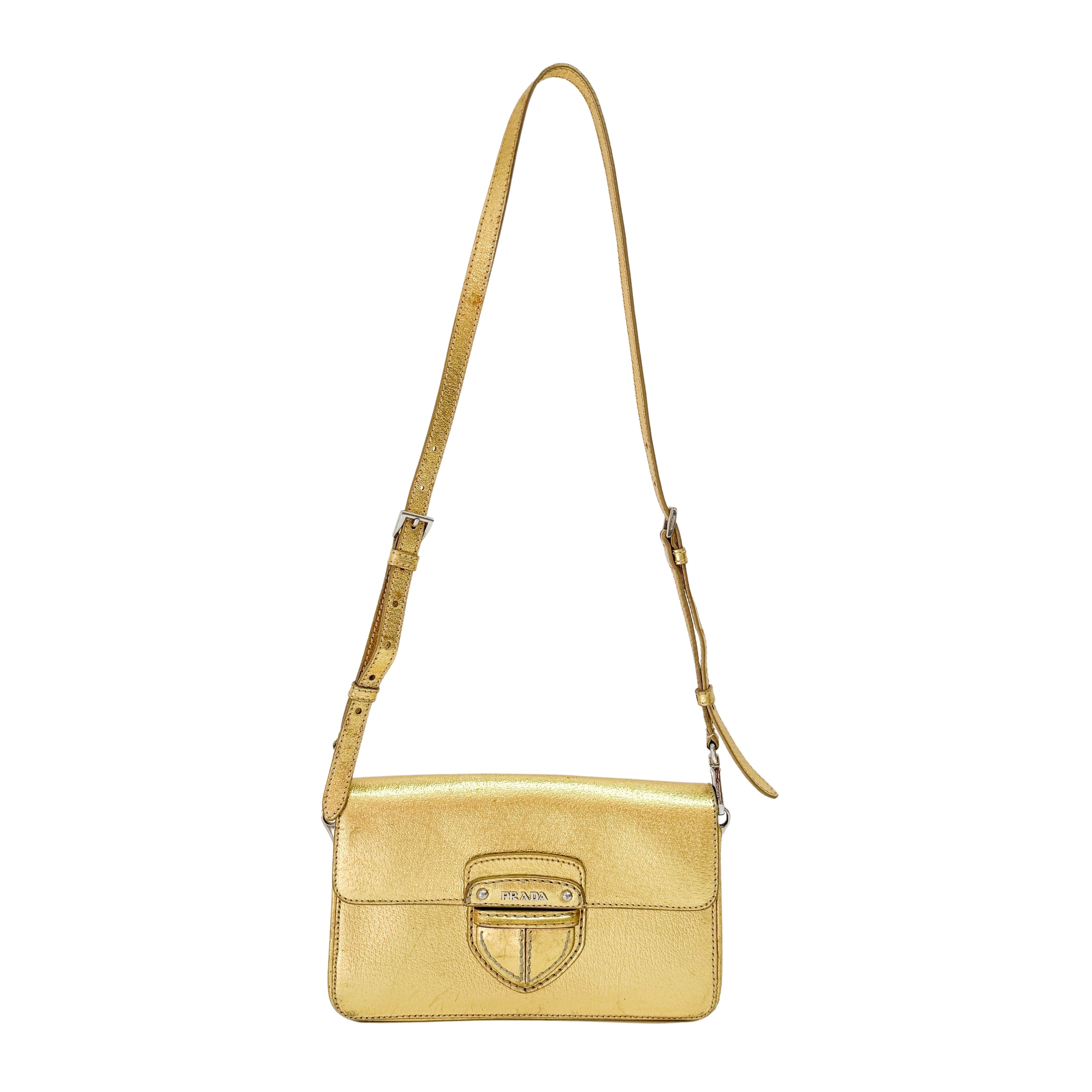 Gold Leather Shoulder Bag