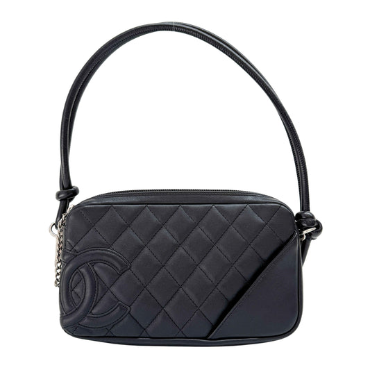 Cambon Black Leather Shoulder Bag