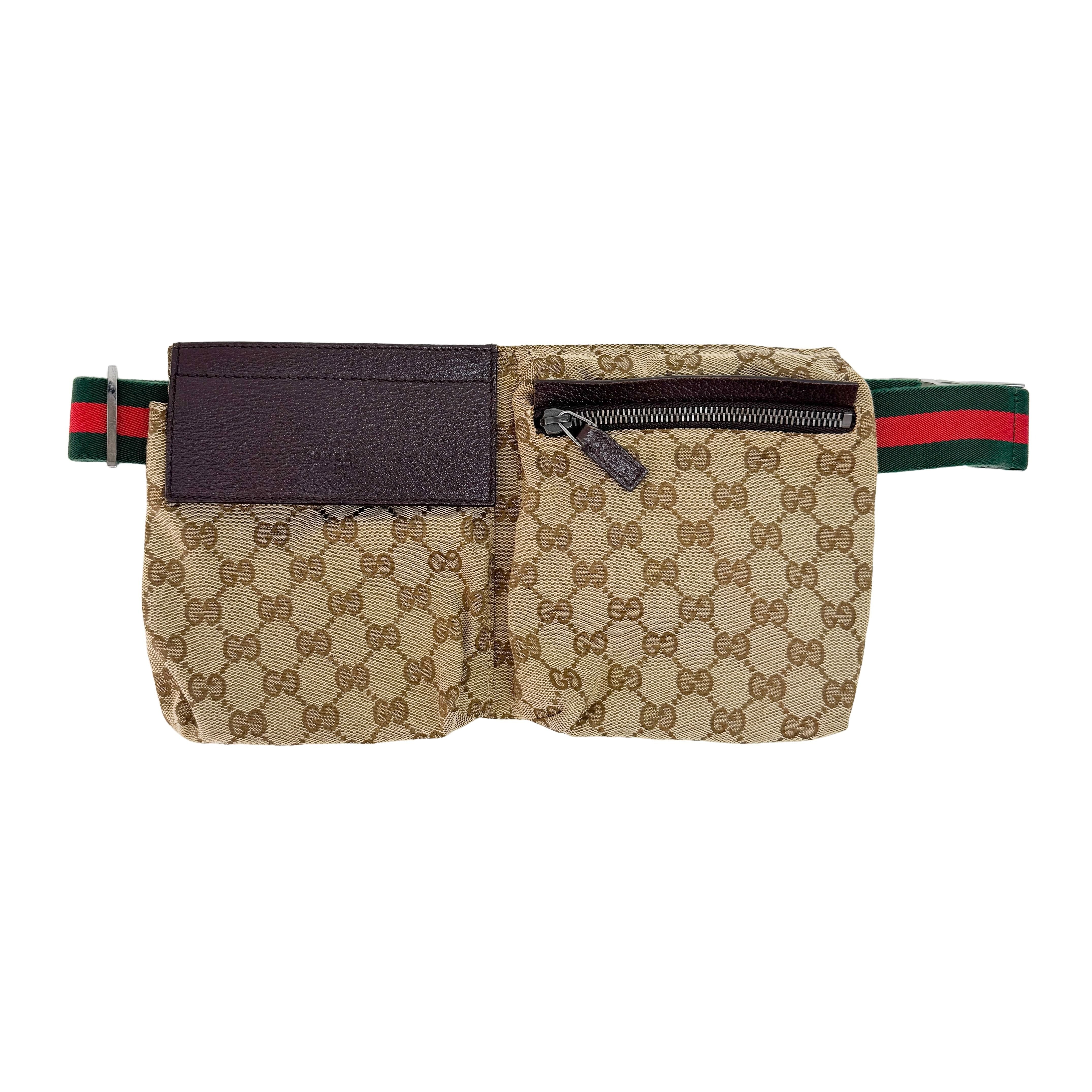 GG Canvas Brown Crossbody Bag with Pockets