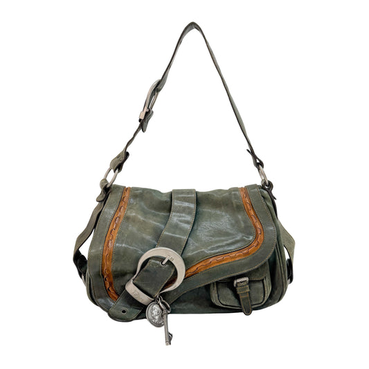 Gaucho Green Calfskin Leather Shoulder Bag