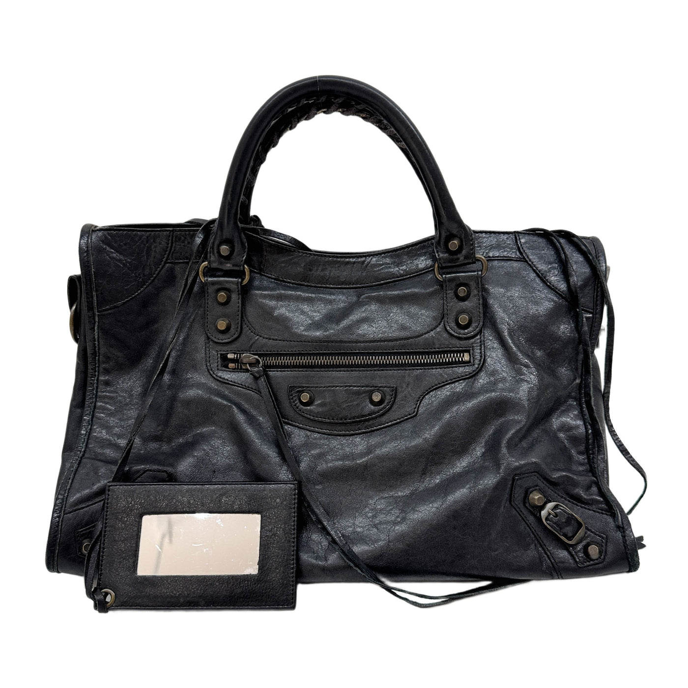 The City Black Leather Hand Bag