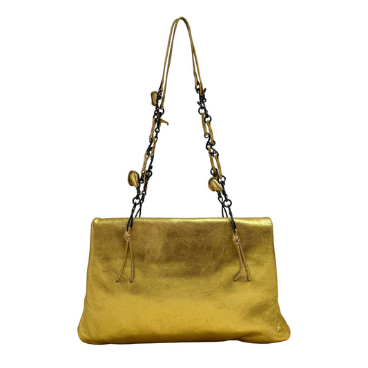 Small Golden Leather Shoulder Bag