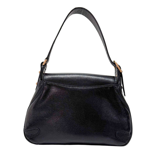 Horsebit Black Leather Shoulder Bag