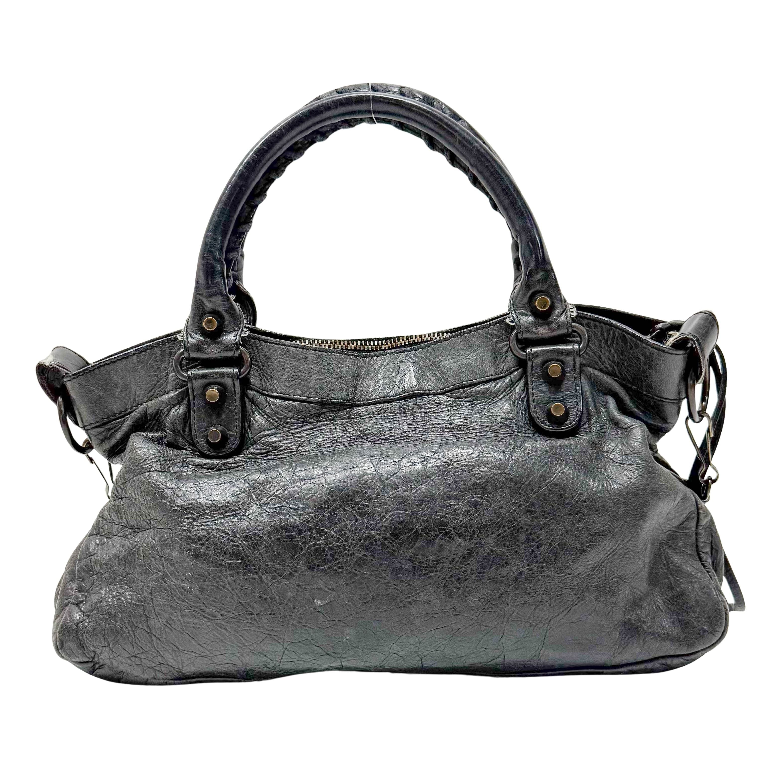 The First Black Calfskin Leather Handlebag