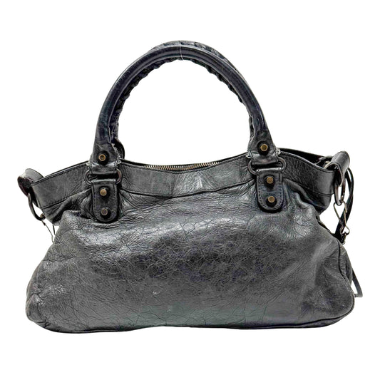 The First Black Calfskin Leather Handlebag