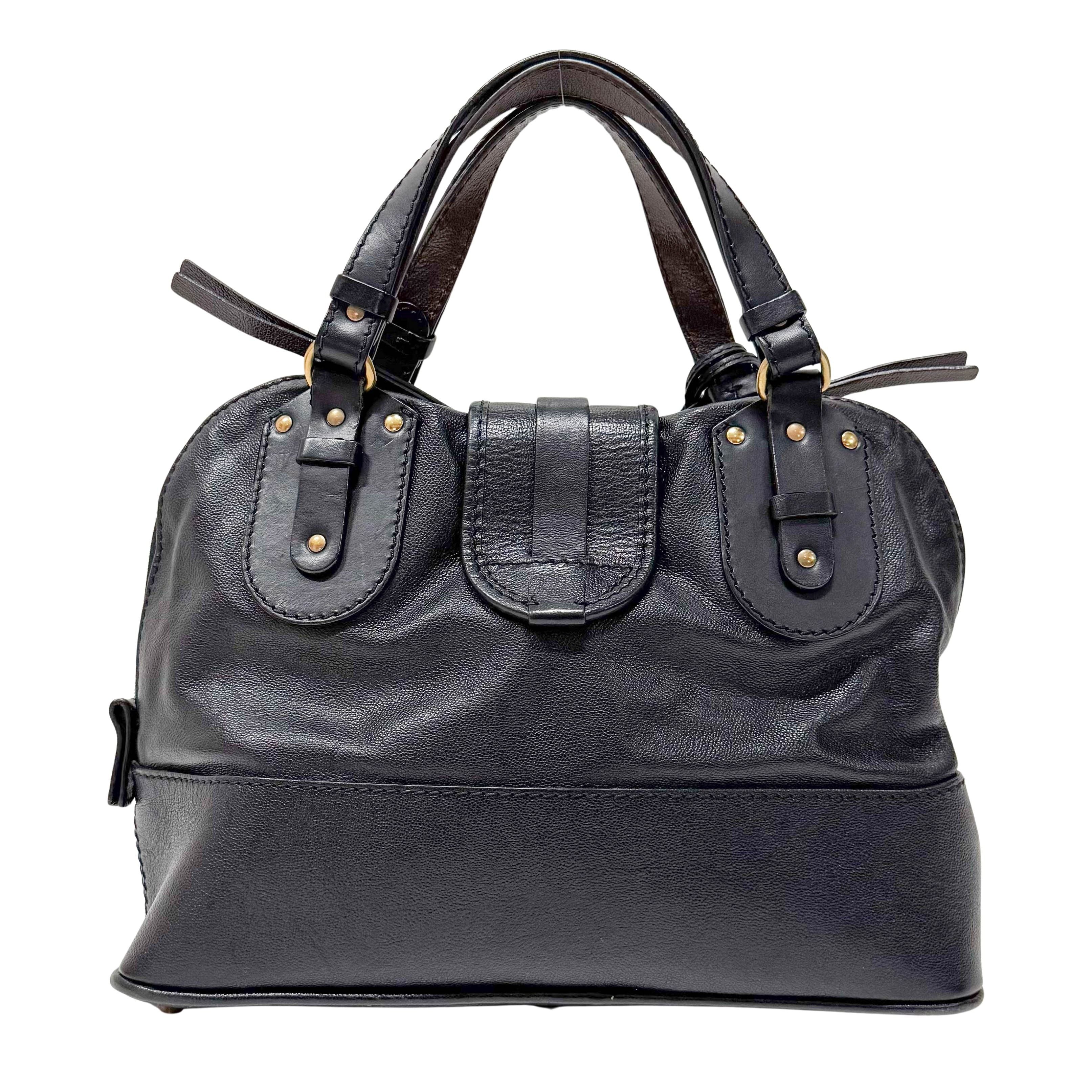 Kerala Black Leather Handbag