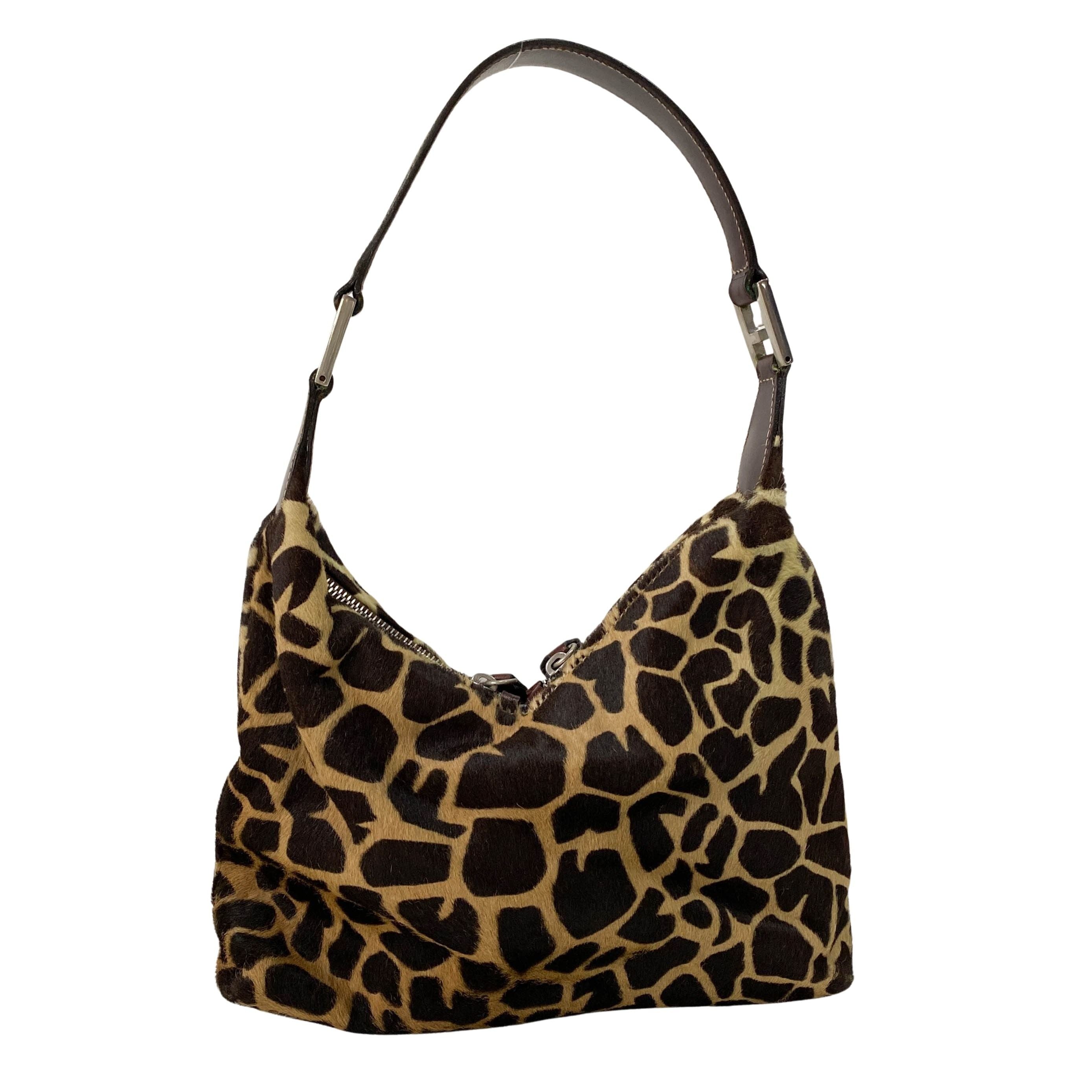 Zucca Giraffe Print Pony Hair Shoulder Bag