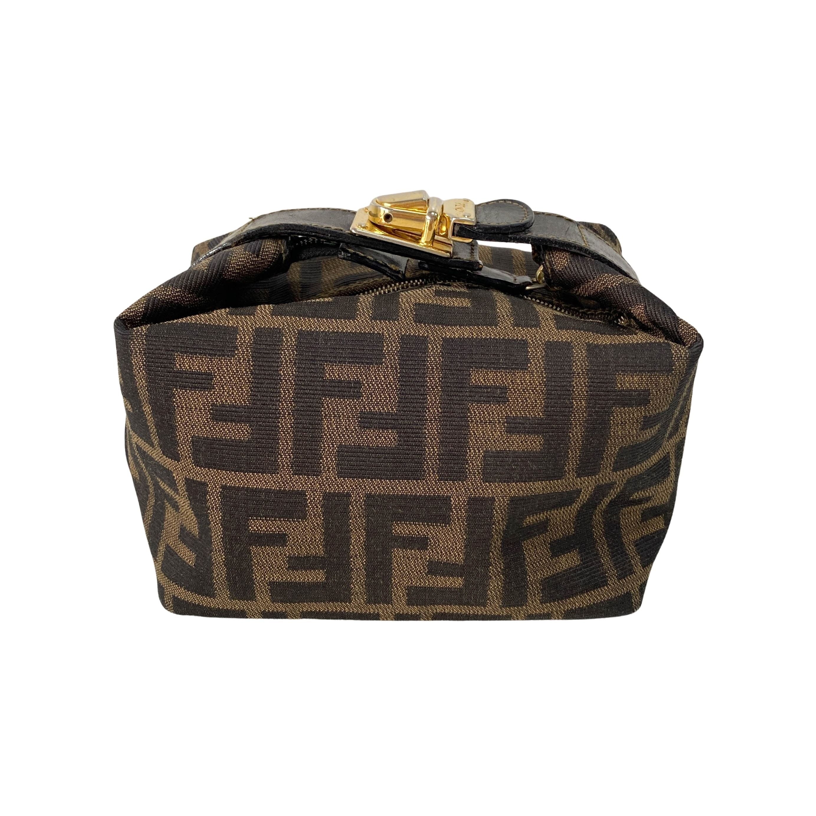 Zucca Brown Canvas Vanity Pouch