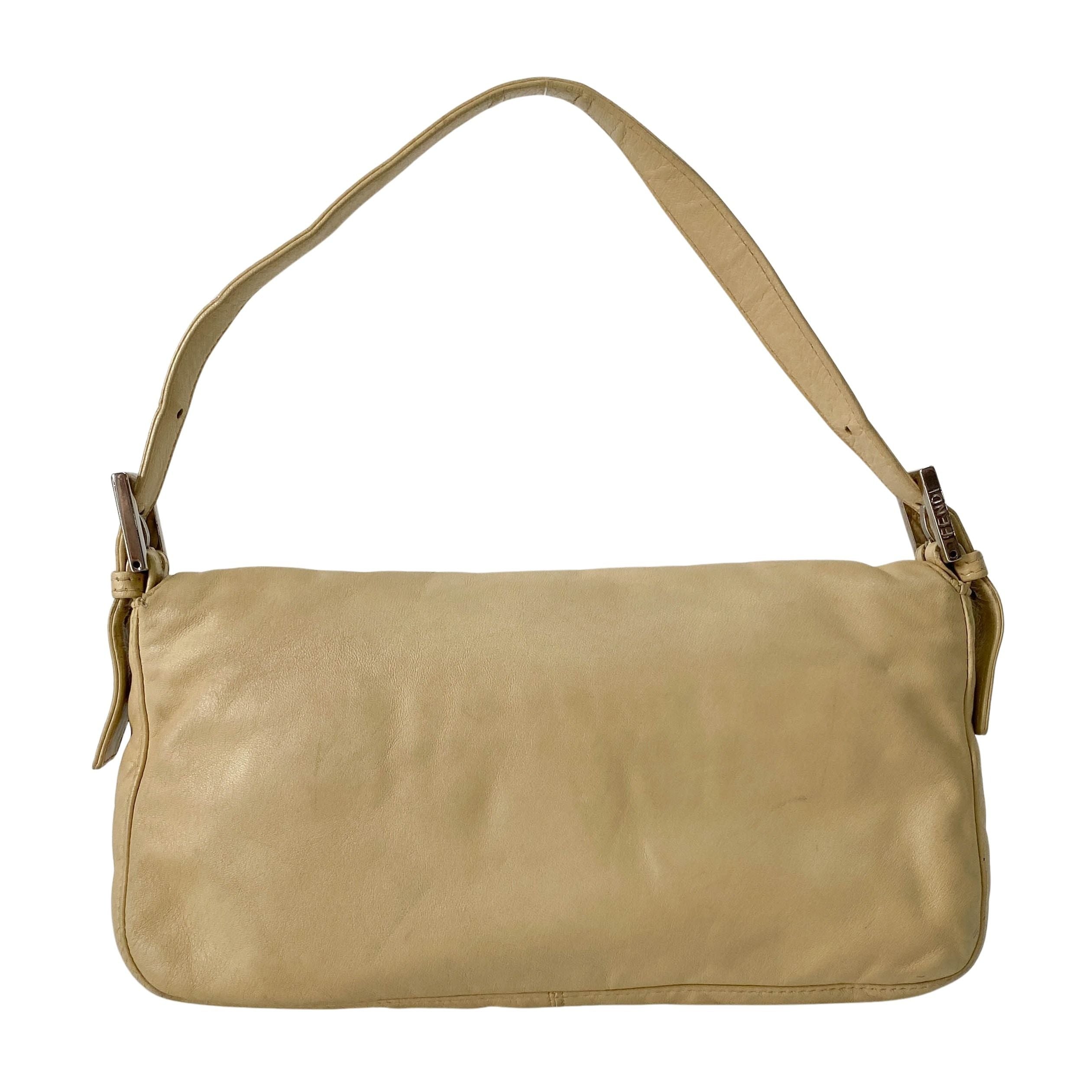Baguette Beige Leather Shoulder Bag