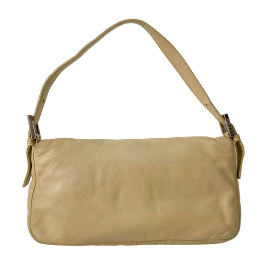 Baguette Beige Leather Shoulder Bag