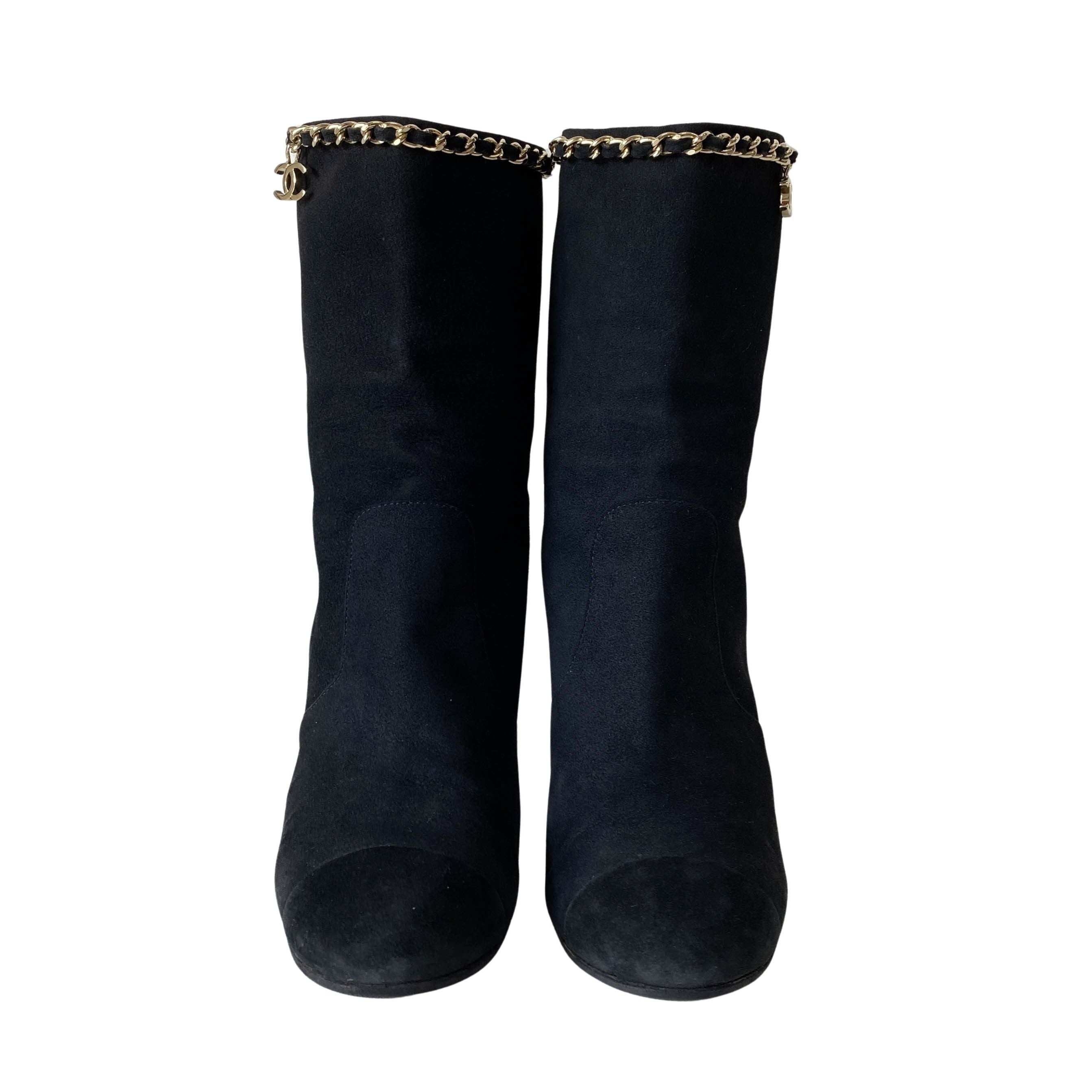 Size 36 1/2 Black Suede Calf High Boots
