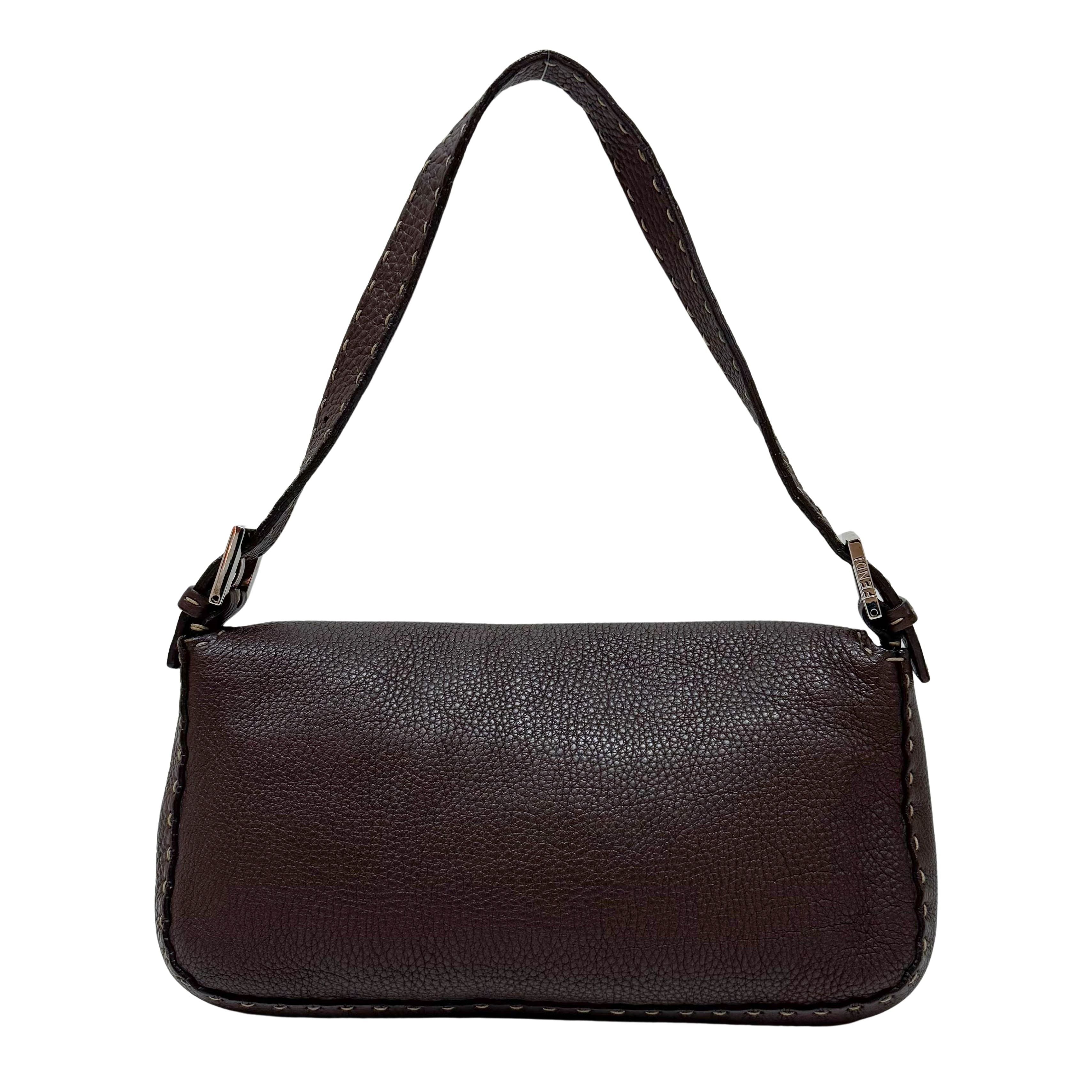 Selleria Baguette Brown Leather Shoulder Bag