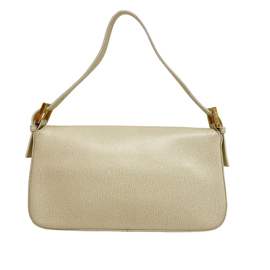 Baguette Cream Leather Rose Quartz Hardware Shoulder Bag