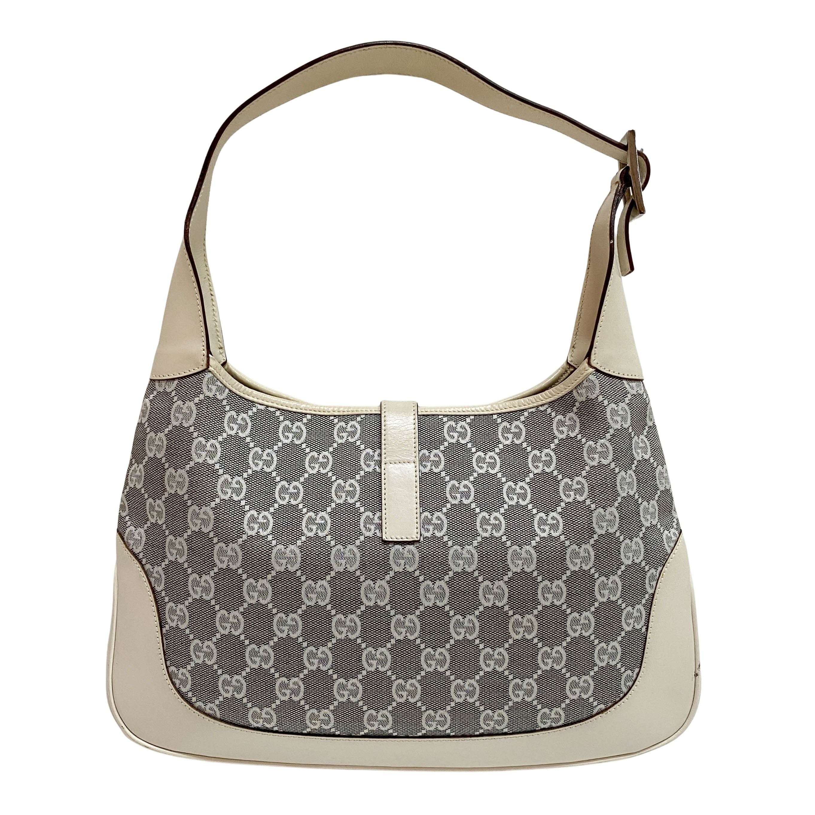 Jackie White GG Canvas Shoulder Bag