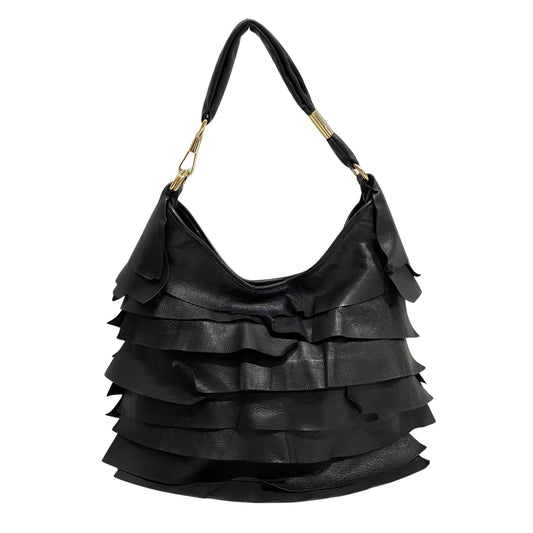 Saint Tropez Black Leather Shoulder Bag