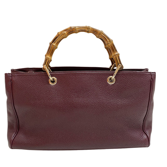 Bamboo Shopper Burgundy Leather Two Way Bag