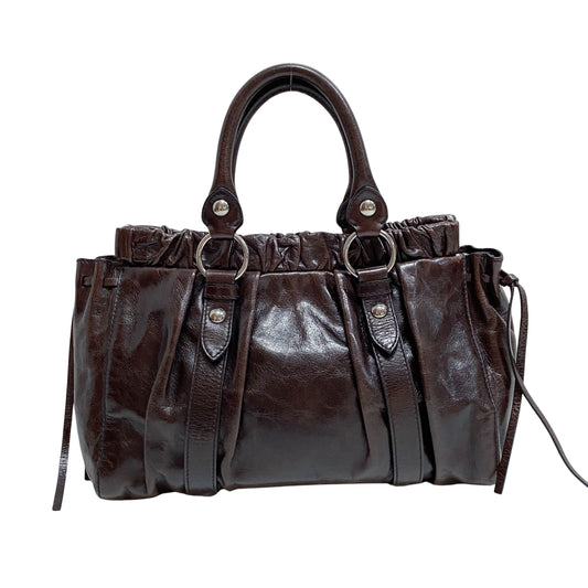 Vitello Bauletto Dark Brown Calfskin Leather Two Way Bag