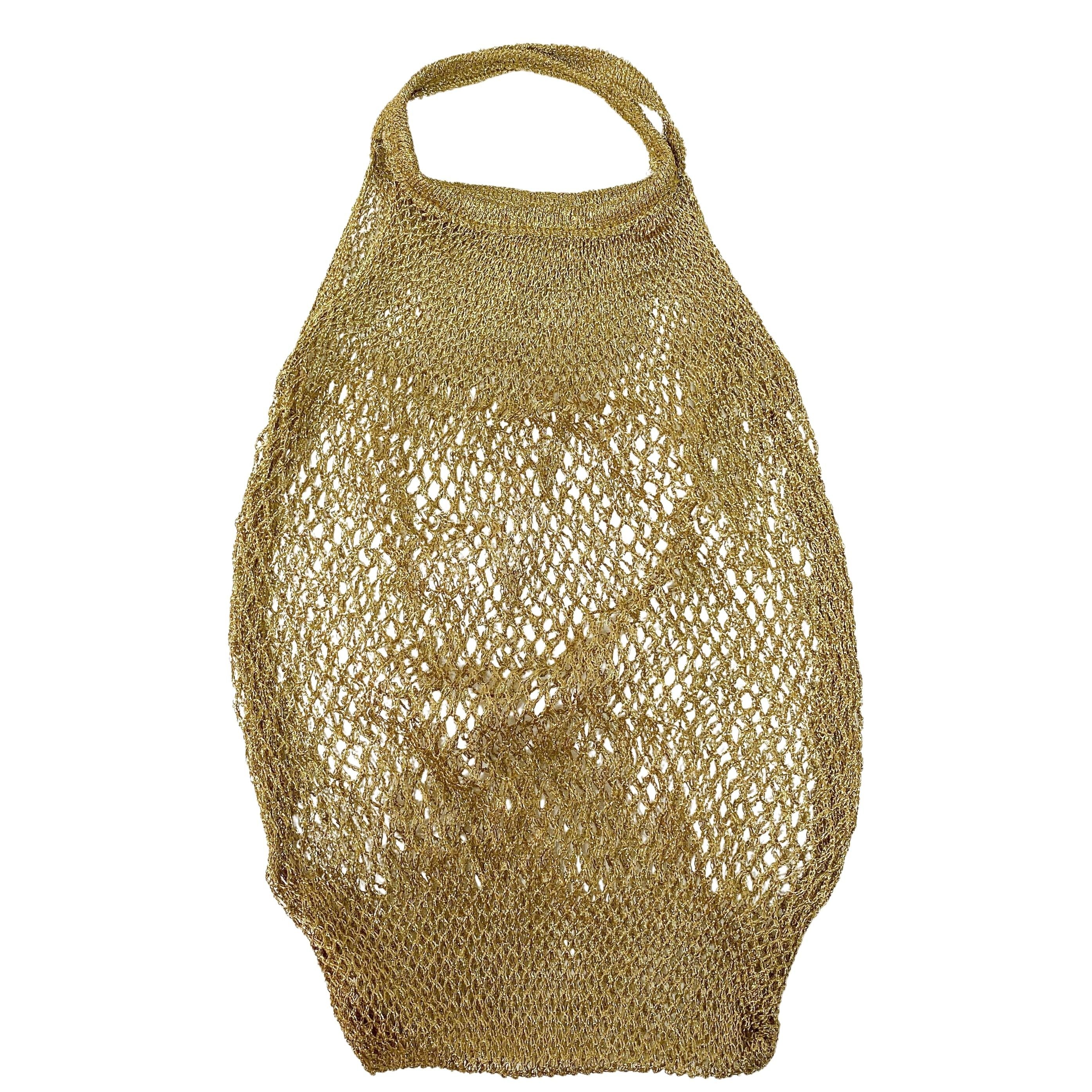 Triangle Logo Gold Mesh Handbag