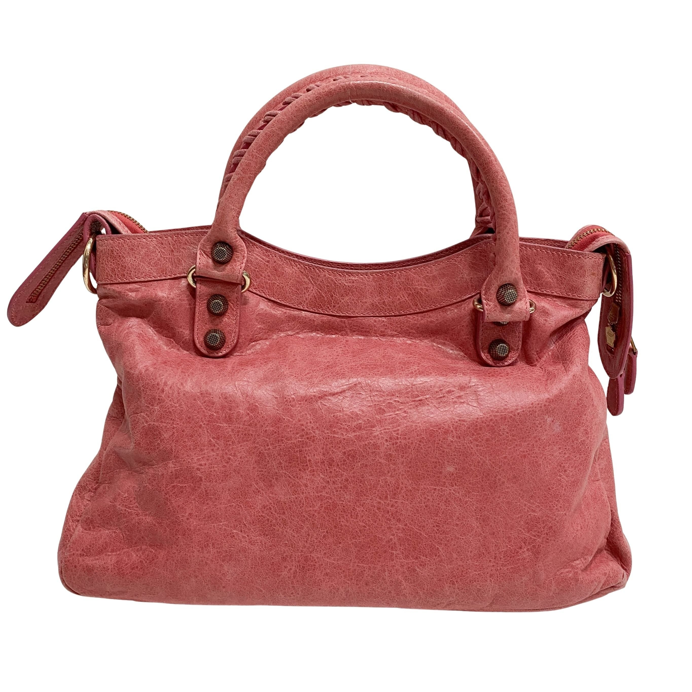 The Town Pink Calfskin Leather Two Way Bag