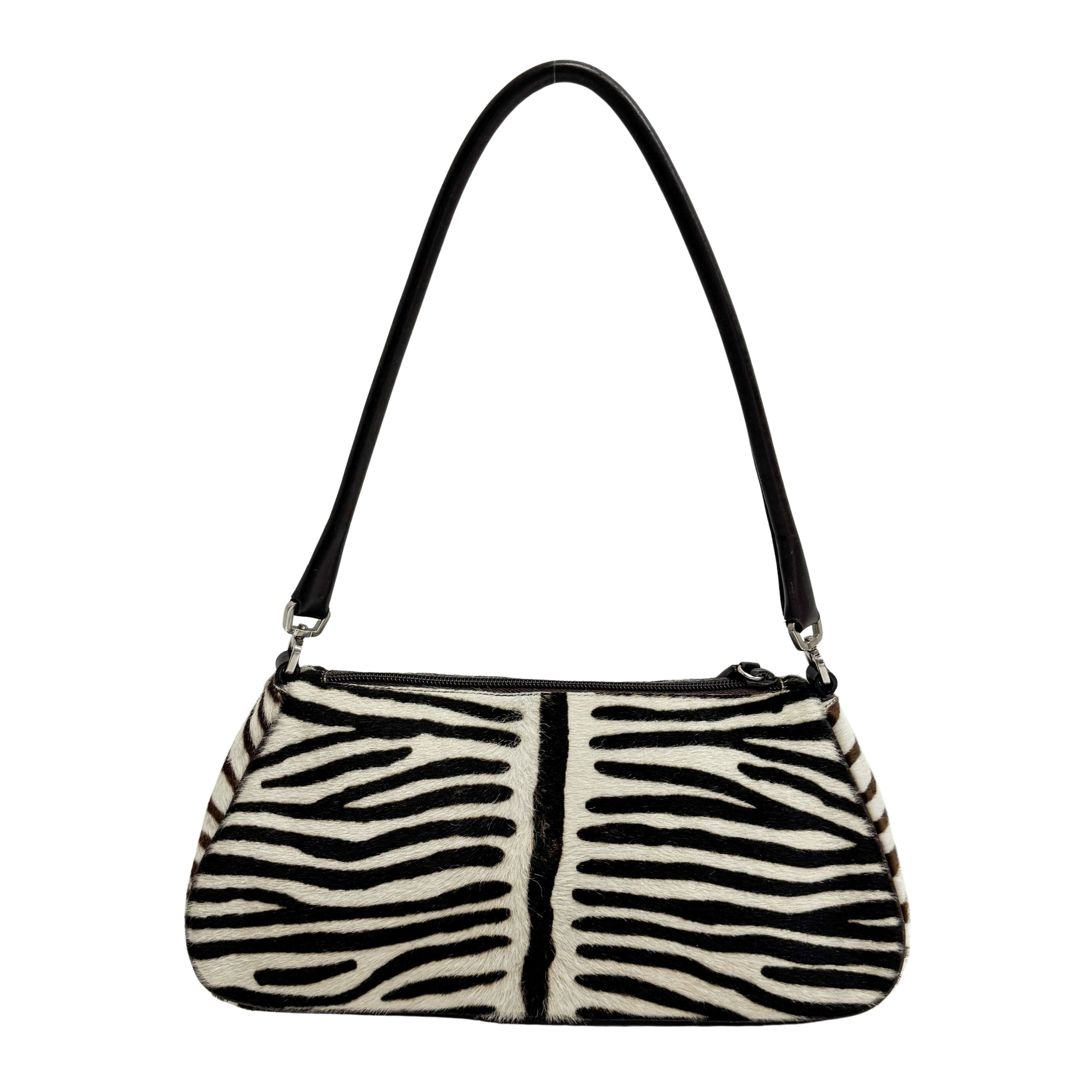 Zebra Print Pony Hair Shoulder Bag
