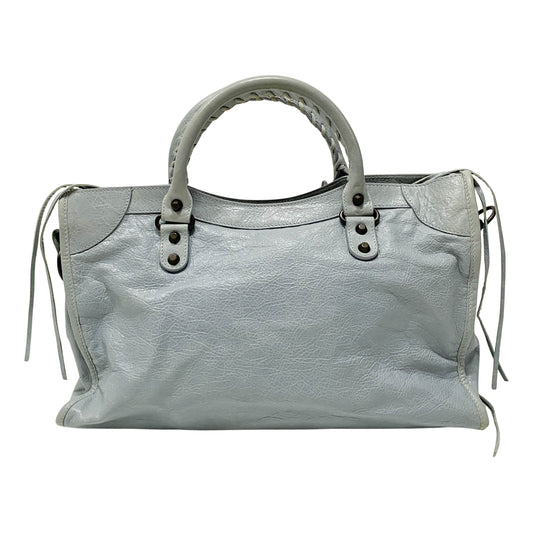 The City Blue Calfskin Leather Two Way Bag