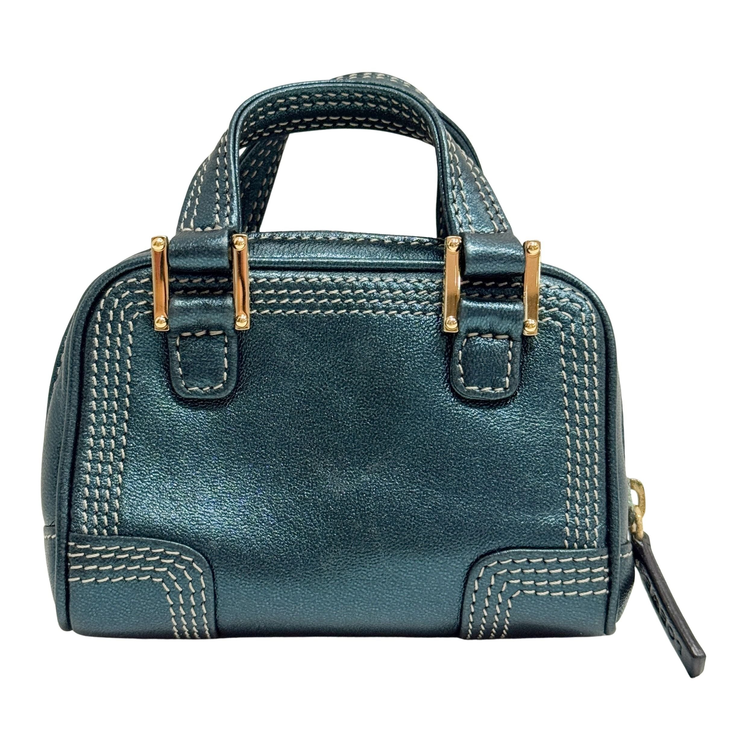 Amazona Micro Mini Blue Leather Two Way Bag