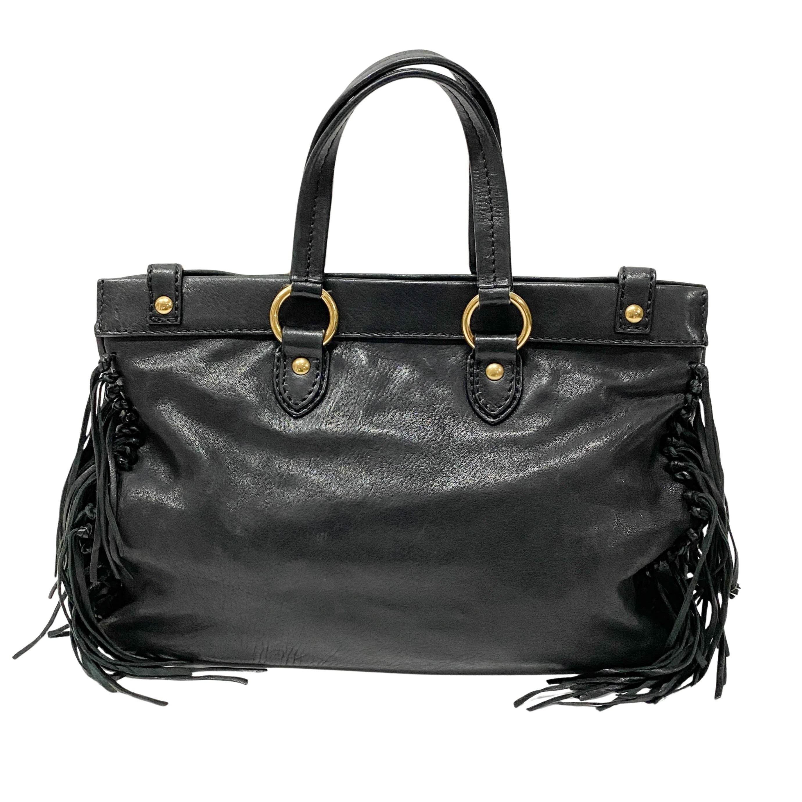 Vitello Caribu Black Calfskin Leather Hand Bag
