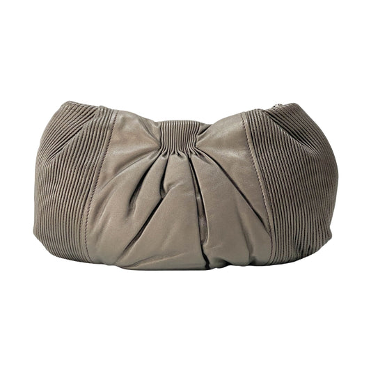 Metallic Grey Leather Clutch Bag