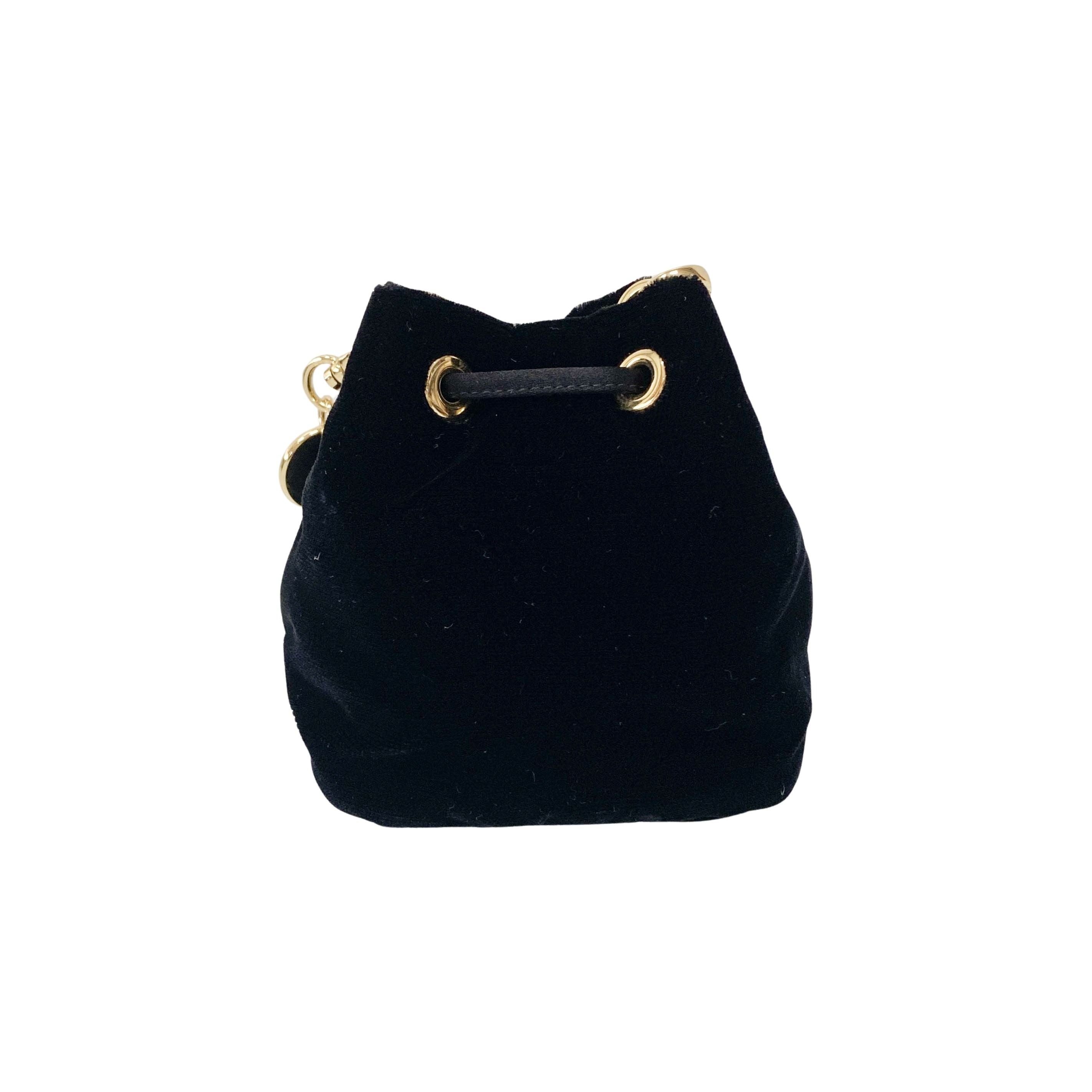 Gold Chain Black Velvet Mini Pouch Bag
