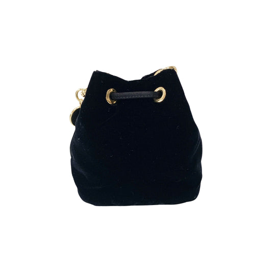 Gold Chain Black Velvet Mini Pouch Bag